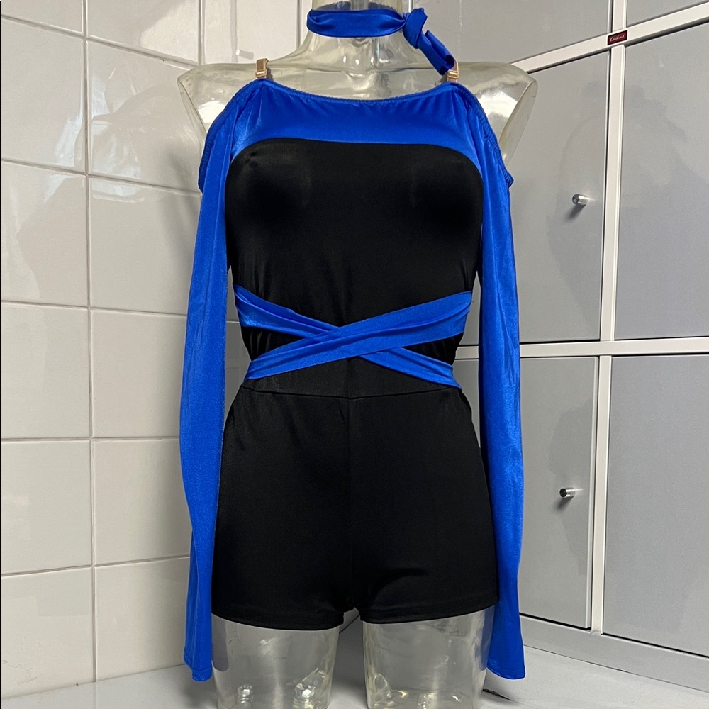 Shortie Spandex Colorblock Unitard NWOT Adult L Pom/Dance Uniform
